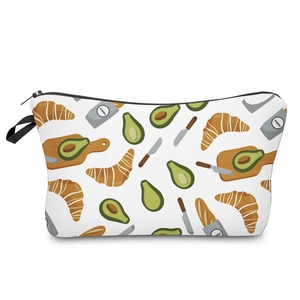 Waterproof 3D avocado bakery print makeup bag and multi-functional toiletry pouch