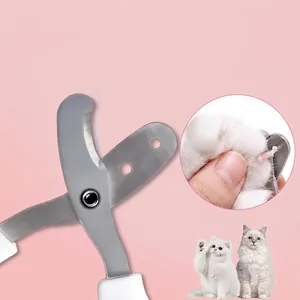 Cat nail clipper with 2CR13 steel dual-hole crescent blades and white ergonomic handle
