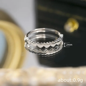 Minimalist silver heart cut-out ring with 2mm band width and 0.9g lightweight design