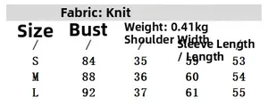 Size chart for women's knit jacket with faux fur collar including bust and length data
