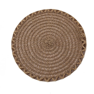 European three-strand braided round brown table mat with insulation and non-slip texture