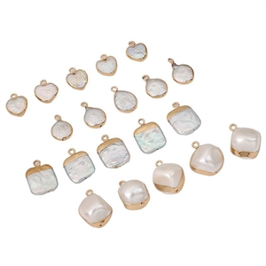 Irregular natural freshwater pearl pendants with gold plated edges for DIY jewelry making