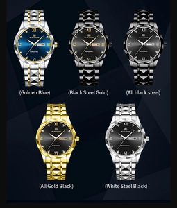 Selection of professional men's stainless steel quartz watches in five diverse colorways