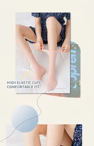 Close-up of high-elasticity ribbed cuffs on sheer velvet crew socks for women
