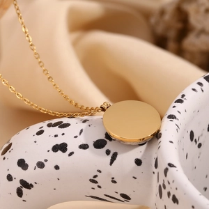 18K gold plated stainless steel sunburst necklace with natural marble pendant charm