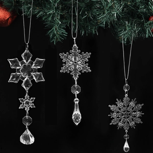 Adornos de Árbol de Navidad de Acrílico Transparente Copo de Nieve Colgantes de Cristal para Decoración de Árbol de Fiesta Accesorios Festivos