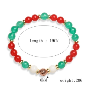 8mm natural stone bead bracelet with tiger eye and agate mix on elastic cord