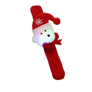 Glowing Christmas slap bracelet featuring a red bear with snowflake hat and LED light