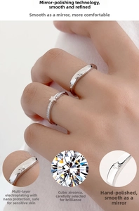 Close-up of S925 sterling silver star rings featuring cubic zirconia and mirror polish