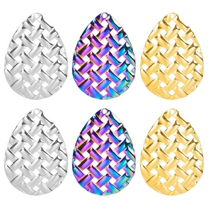 Woven Texture Water Drop Pendant Stainless Steel Hollow Geometric Accessory For Jewelry Making DIY Trendy Style