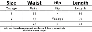 Size chart showing waist and length measurements for the white tiered maxi skirt