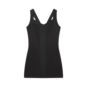 Women Black Bodycon Mini Dress V Neck Wide Straps Crisscross Back Bandage Style Sexy Clubwear Party Outfit