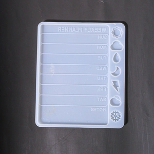 Detailed translucent weekly planner silicone mold with icons for DIY resin crafts