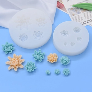 Floral silicone molds for DIY baking and resin crafts with various flower shapes