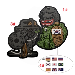Tactical PVC morale patches set with machine gun and soldier designs for outdoor gear