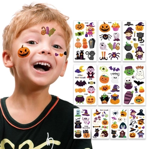 Halloween Temporary Tattoo Stickers Waterproof Scary Scars Cartoon Pumpkin Ghost Face Body Makeup For Party Cosplay Accessories