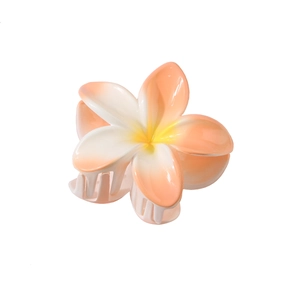 Grosse pince à cheveux en forme de fleur de frangipanier avec un dégradé orange vif