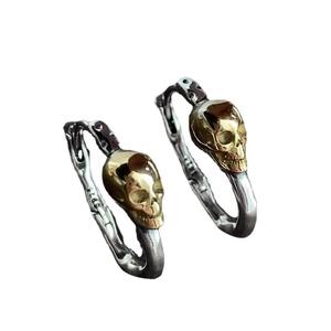Hip-hop style skull hoop earrings in gold and silver finish with S925 hallmark stamp
