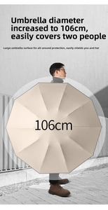Large 106cm beige inverted umbrella showing wide coverage area for two people