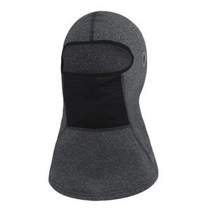 Thick dark gray thermal balaclava mask with breathable black honeycomb mesh panel
