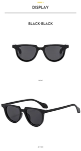 Front and 45-degree side views of classic black-on-black fashion sunglasses for men