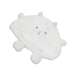 Cute white lamb plush trapper hat for women with earflaps and warm fleece lining