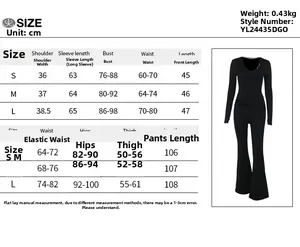 Size chart detail for casual V-neck lace two-piece set with dimensions in centimeters