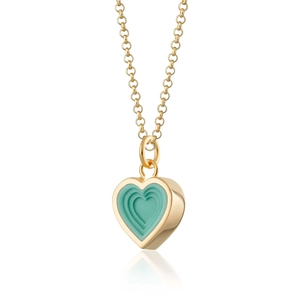 18k gold plated stainless steel heart pendant necklace with turquoise enamel inlay