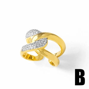18k gold plated snowflake adjustable ring for women with cubic zirconia crossover design