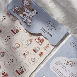 Nail Art Stickers Cartoon Dog Girl Pattern Thin Flexible Self Adhesive Full Wrap DIY Manicure Decoration Women