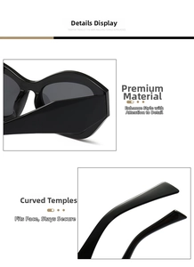 Detail view of glossy black oversized sunglasses frames and ergonomic curved temples