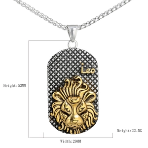 Vintage stainless steel Leo zodiac pendant necklace with gold lion head and dimensions
