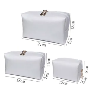 Size guide for pearl letter makeup bags in large, medium, and small dimensions