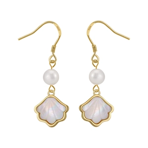 Elegant Shell Mother Of Artificial Pearl Drop Earrings With 925 Sterling Silver Earring Post Natural Artificial Pearl Gold Silver Ear Hook Jewelry For Women Wedding Party