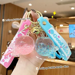 Lollipop Keychain Acrylic Quicksand Glitter Ball Silicone Wristband Good Luck Letter Bell Cute Backpack Ornament Charm