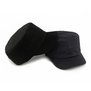 Klassische Military Caps aus Baumwolle in Schwarz und Marineblau mit Doppelnaht