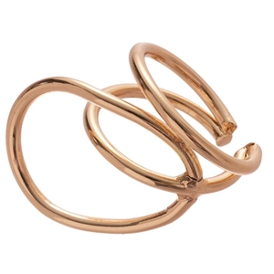 Minimalist double layer geometric ring in polished gold finish with a spiral design