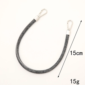 Creative gray denim PU leather hand strap with silver metal buckles and 15cm length