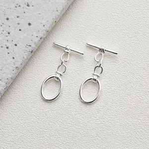 Macro detail of silver plated 14K gold OT toggle clasp for DIY jewelry making