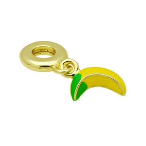 Pendentif banane en métal doré avec émail vert et jaune pour bracelets créatifs