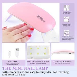 Mini lampe à ongles UV LED rose pliable avec câble USB pour séchage de vernis gel