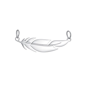 Polished stainless steel feather pendant with dual connector loops for DIY jewelry making