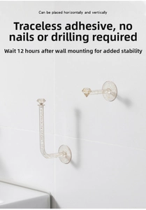 L-shaped acrylic wall hook with gold glitter showing horizontal and vertical mounting