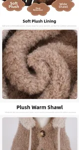 Detailed close-up of soft plush brown hooded balaclava showing warm fleece lining texture