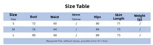 Size chart table for summer floral dress with bust, waist, and length measurements