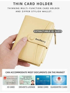 Slim PU leather bifold wallet featuring multiple card slots and a smooth zipper pocket