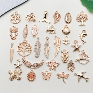 Vintage KC Gold Zinc Alloy DIY Jewelry Accessories Mixed Charms Owl Elephant Tree Of Life Pendants For Bracelet Making