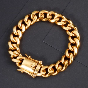 Men Cuban Chain Bracelet Stainless Steel Minimalist Chunky Hip Hop Jewelry Geometric Heavy Link