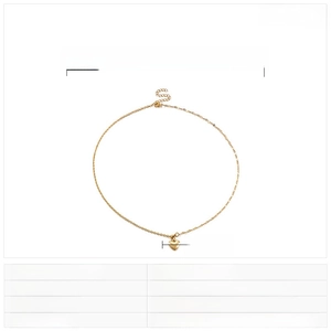 Detailed size specifications for heart pendant necklace in gold and steel finish