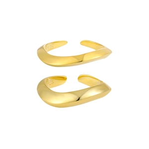 Elegant gold S925 sterling silver ear cuffs with minimalist irregular wave design